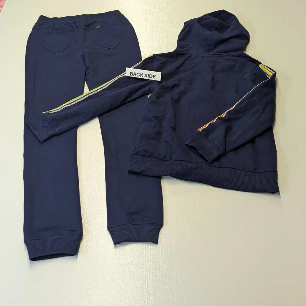 NWT Lee Size Medium (8-10) Navy Sweatpants and Zippered Hooded Jacket